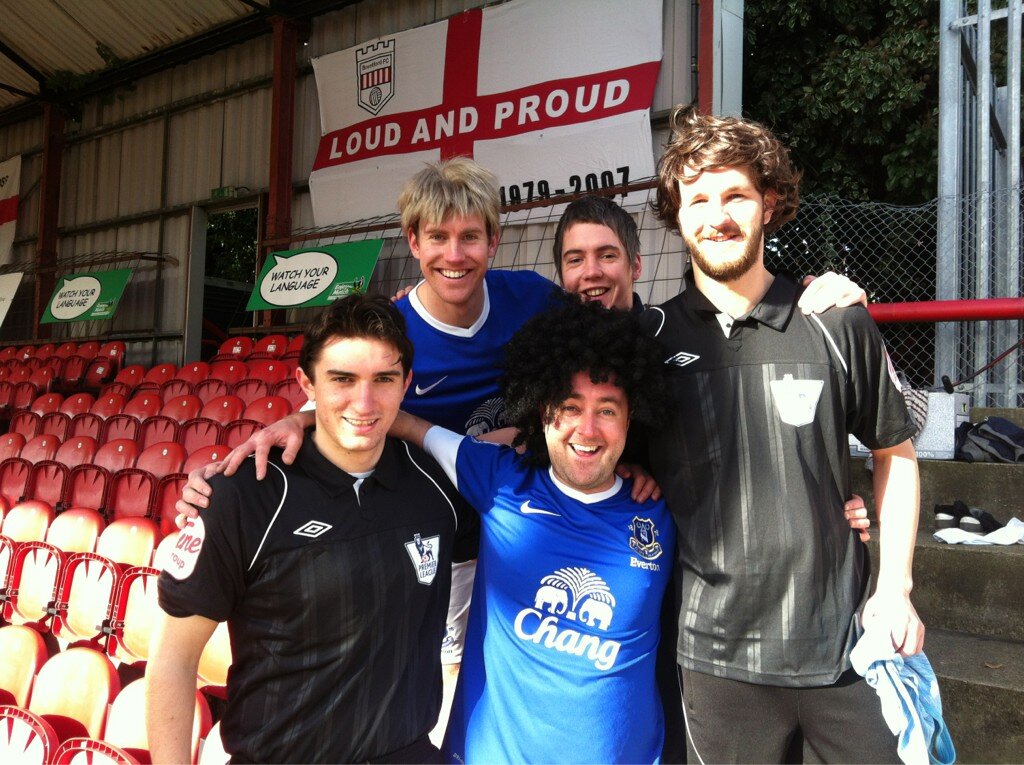 Marouane Fellaini and Phil Neville spotted at Griffin Park